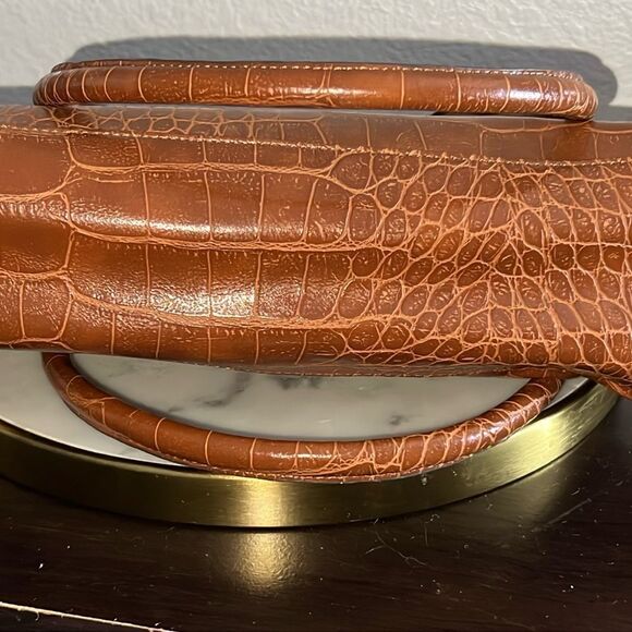 Anne Klein bag vintage tan brown animal snake faux leather gold tone EUC - Picture 10 of 10